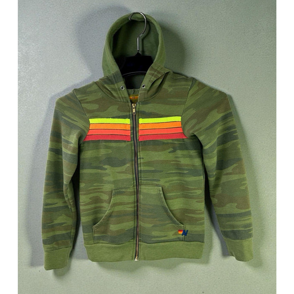 Aviator Nation Other - Aviator Nation Stripe Camo Green Full Zip Hoodie Sweatshirt Youth Kids Size 10